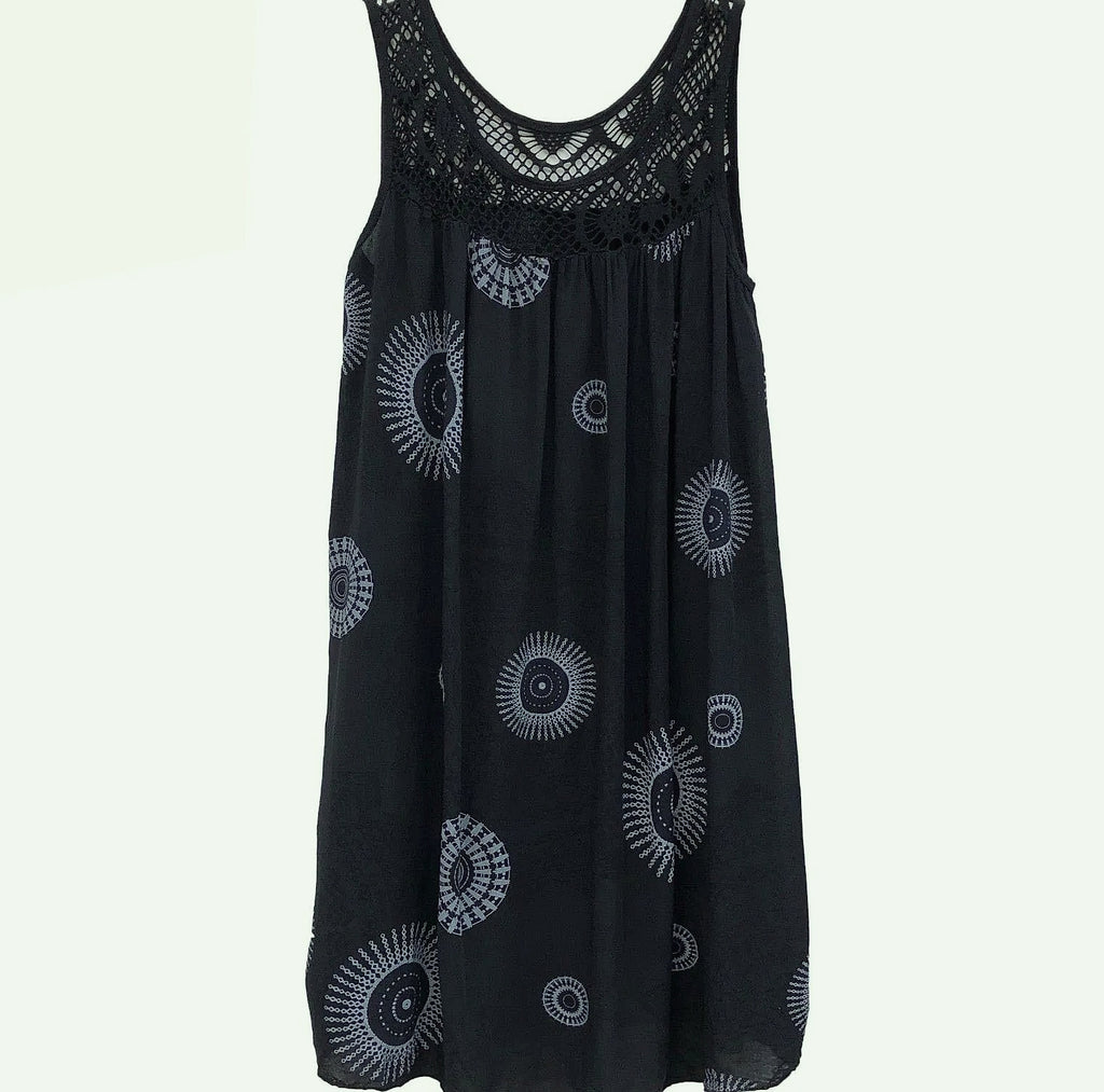 Women's Sleeveless Lace Print Camisole Summer Dress