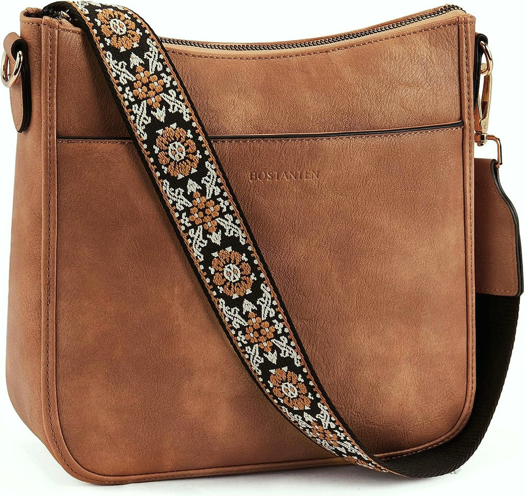 BOSTANTEN Women's Vegan Leather Crossbody Bag Hobo Shoulder Purse