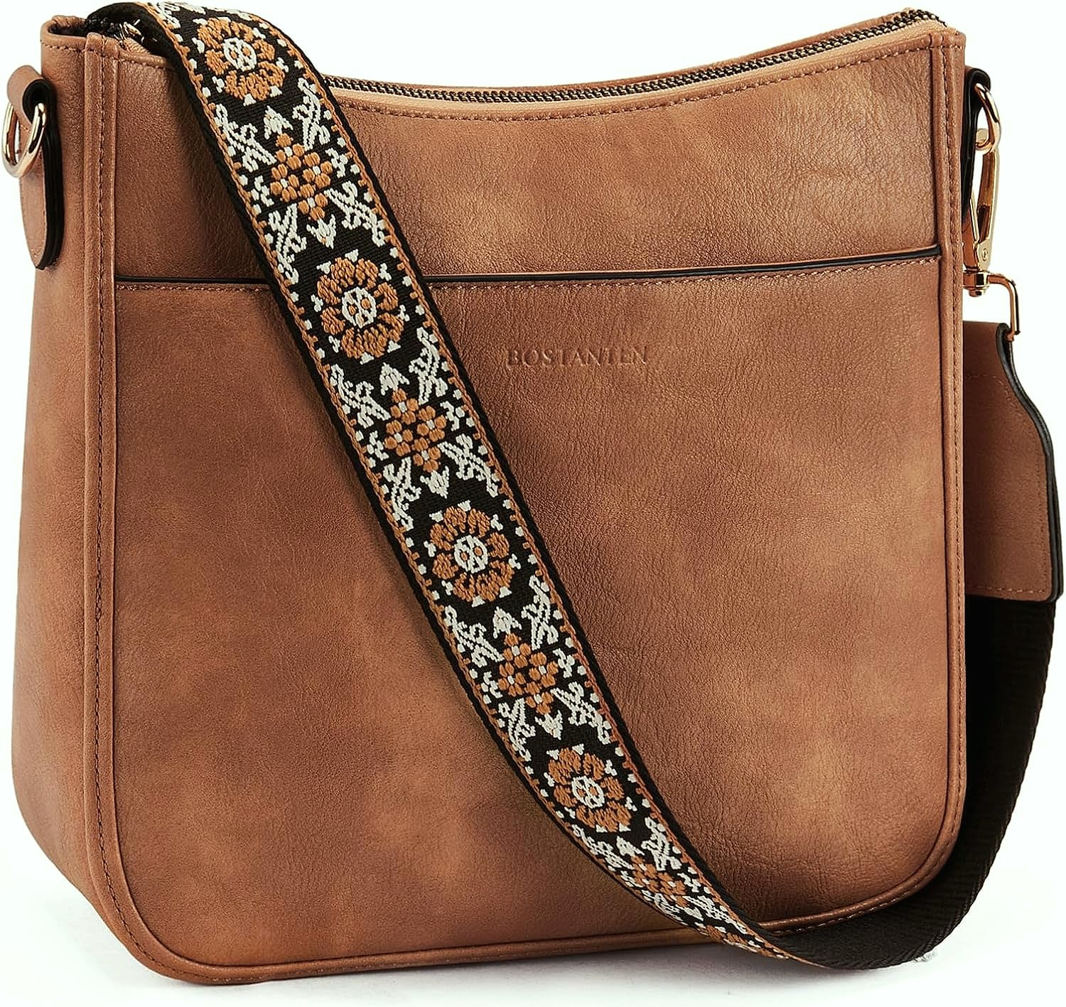 BOSTANTEN Women's Vegan Leather Crossbody Bag Hobo Shoulder Purse