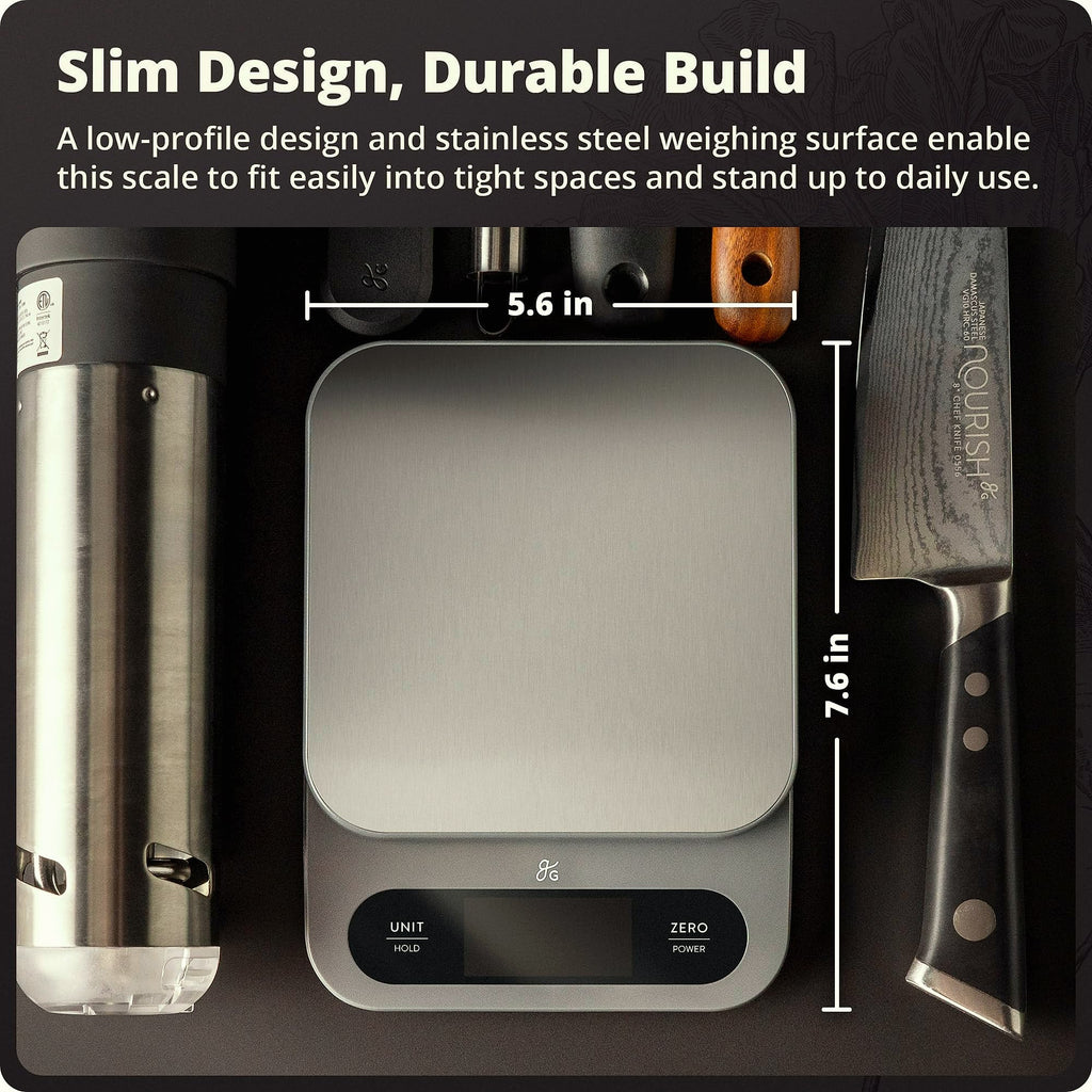 Greater Goods Digital Food Scale, 10kg Capacity for Baking