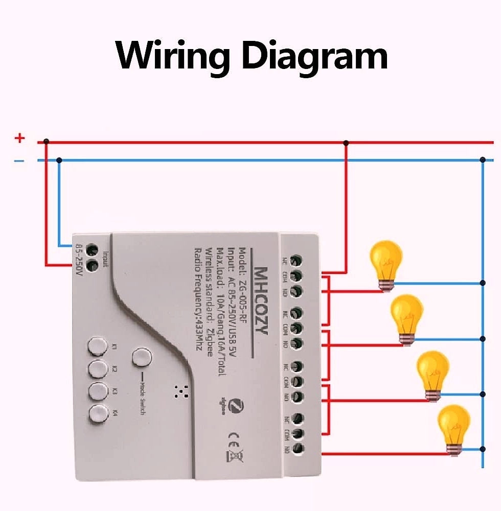 MHCOZY 4CH Zigbee Relay Switch for Home Automation