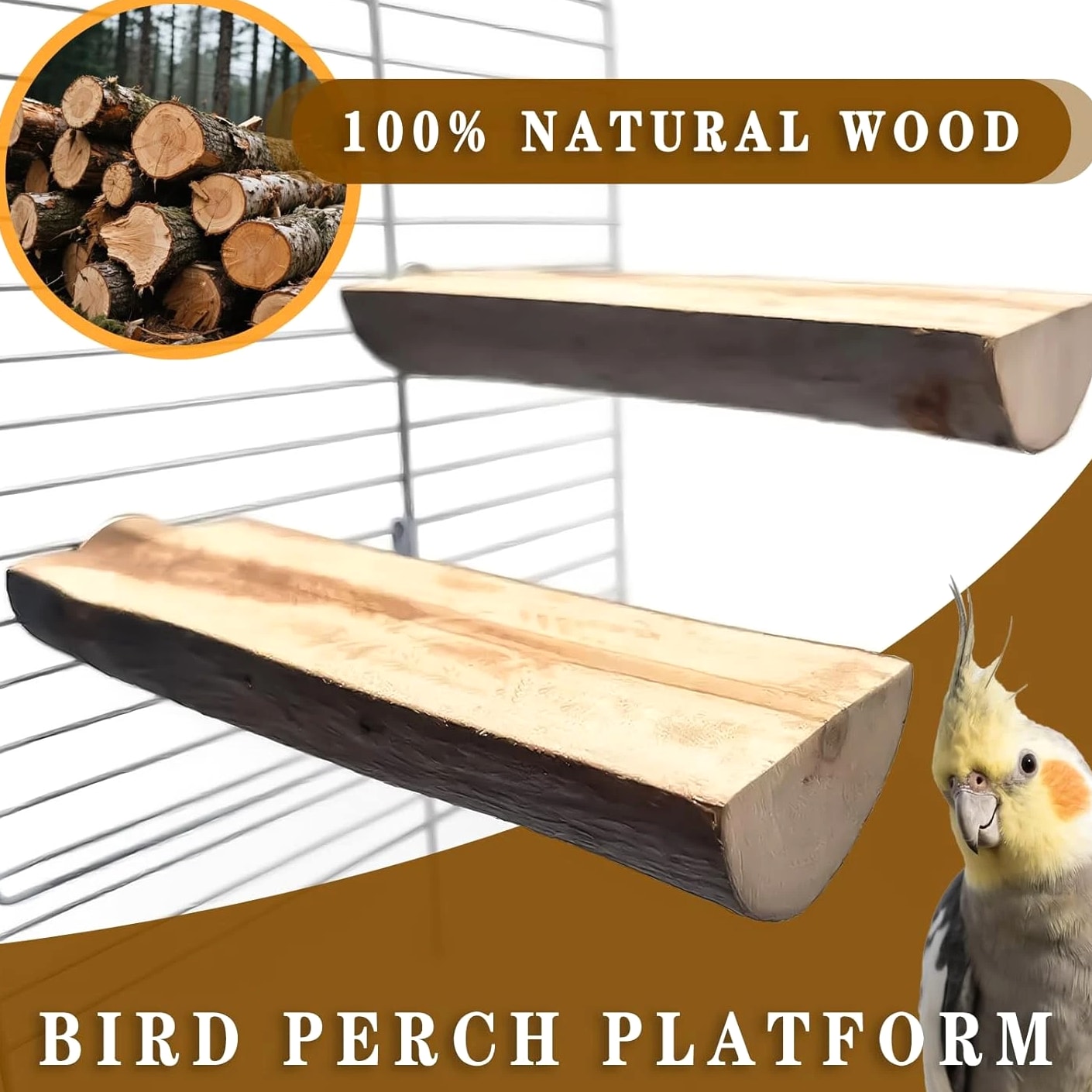 5Pcs Natural Wooden Bird Perch Set – Parrot Perch Toys, Bird Cage Perches, Cage