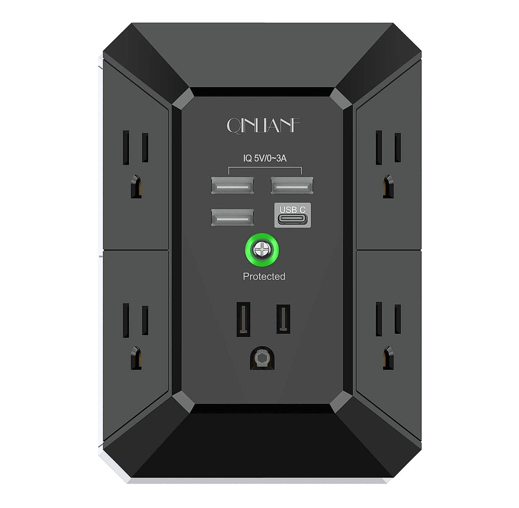 QINLIANF 5 Outlet Wall Charger with 4 USB Ports
