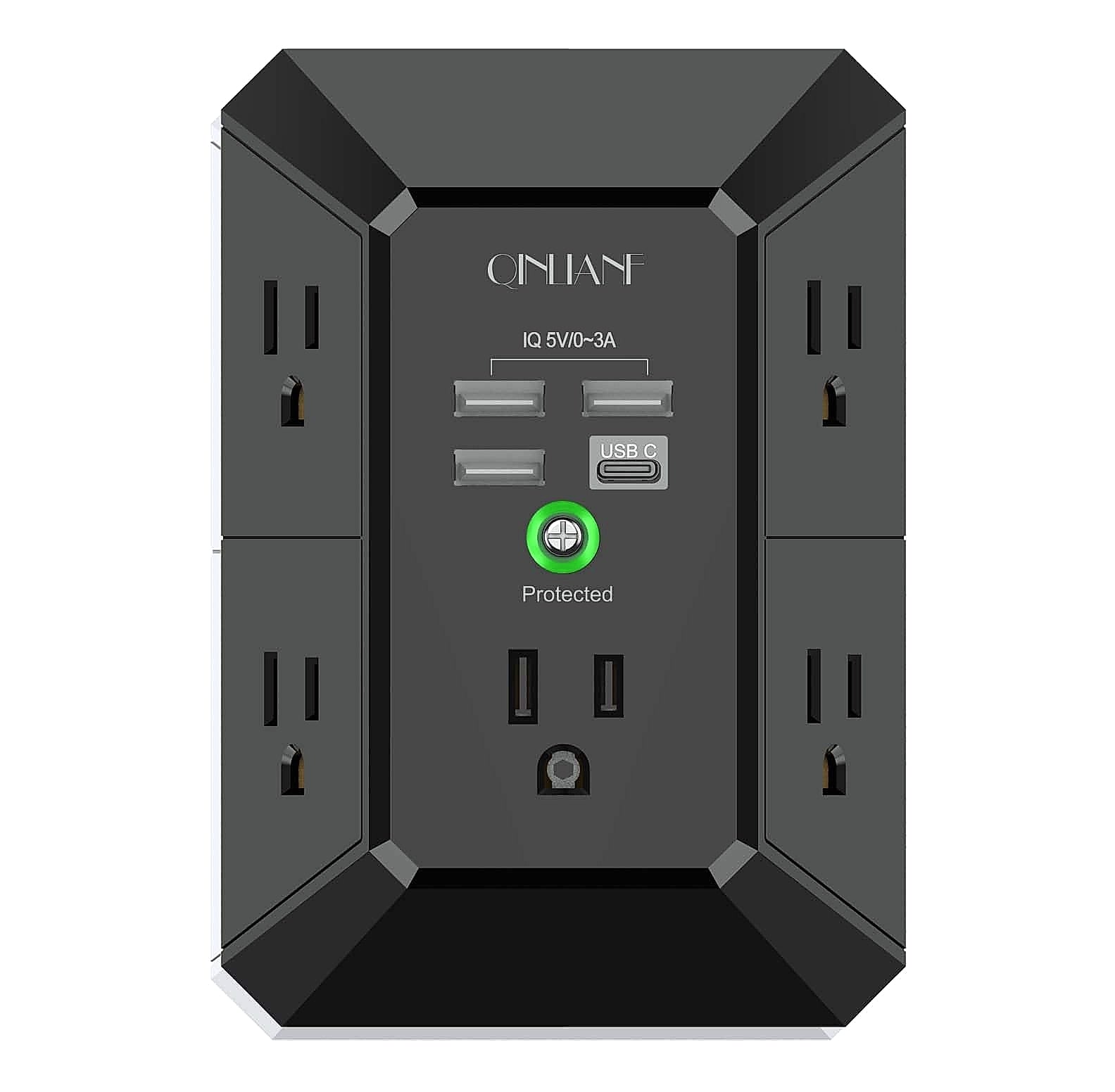 QINLIANF 5 Outlet Wall Charger with 4 USB Ports