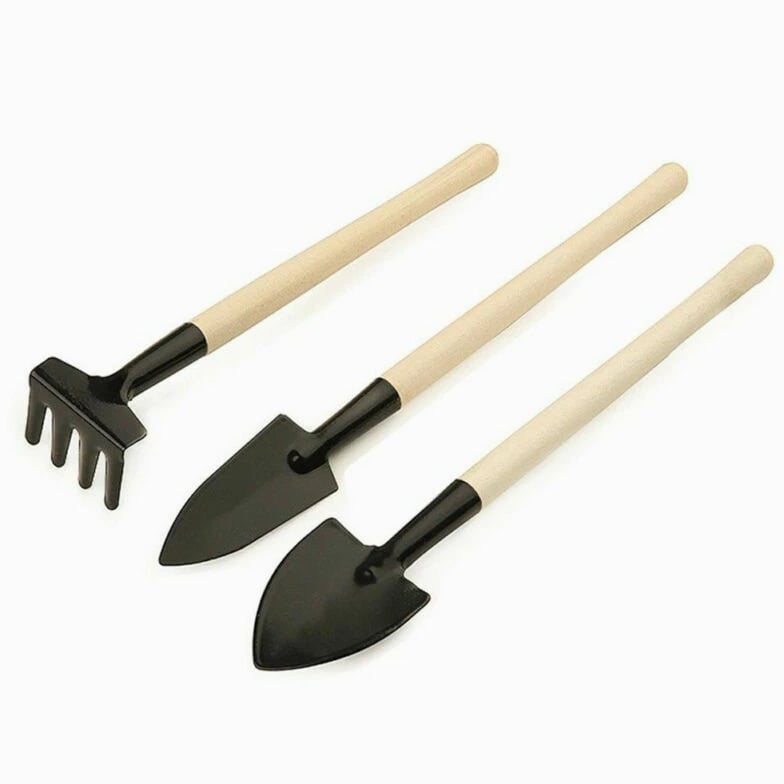 3pcs Wood Handle Garden Tool Set Planting Gardening Mini Tool Set Home Gardening