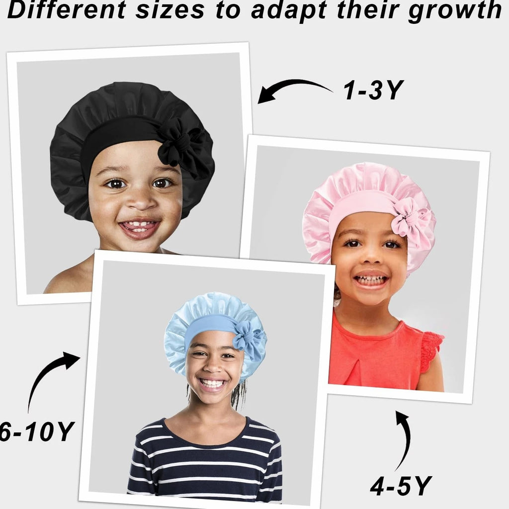 3 Pcs Kids Satin Bonnet for Sleeping - Baby Silk Bonnet for Sleep, Kids Hair B...