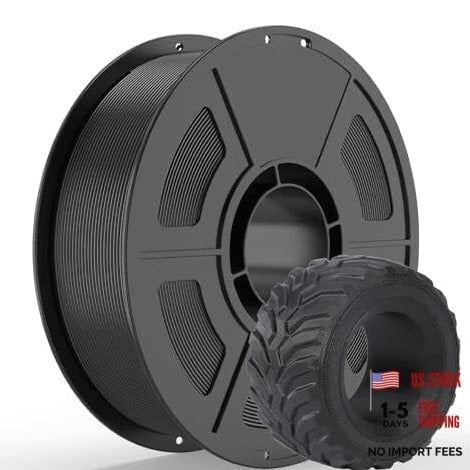 95A 3D Printer Filament 1.75mm, Flexible & Soft Polyurethane, +/- TPU Black