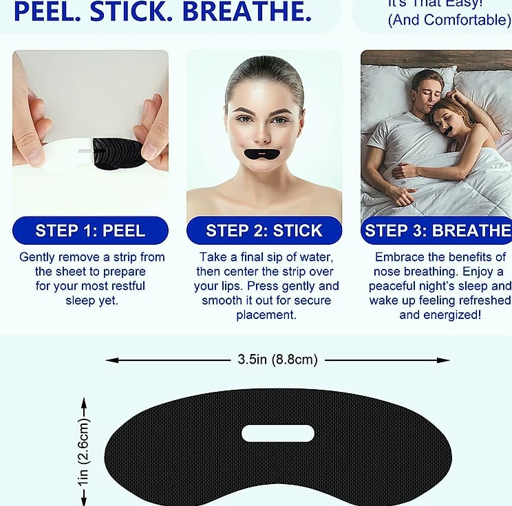 Anti-Snoring Sleep Strips, 50-Count Mouth Seal Tape