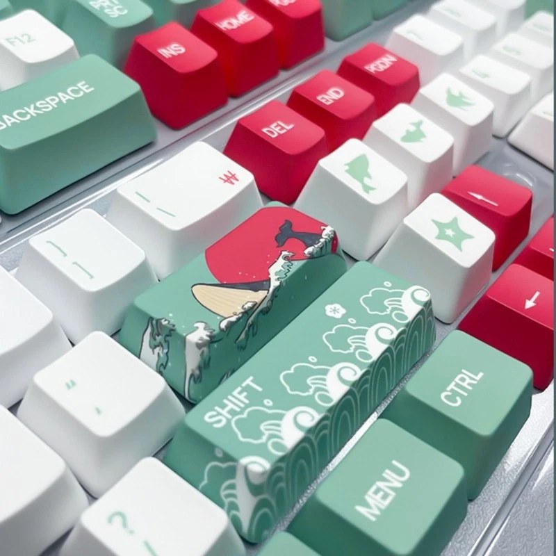 Full Keycap Set with Unique Coral Sea Design for 61/64/68 Mechanical Keyboards