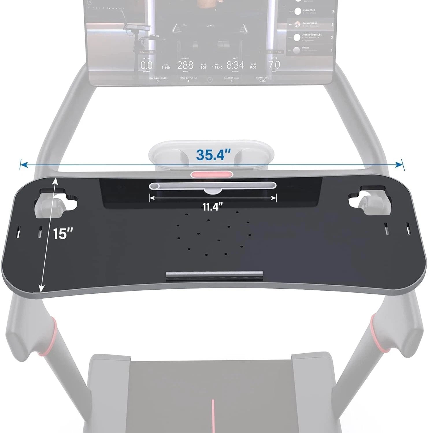 Universal Ergonomic Treadmill Desk Tray with Tablet Holder - 15" D x 35.4" W=