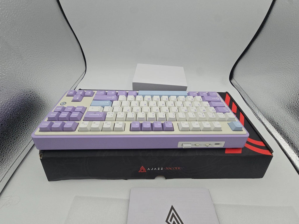 AJAZZ AK870 Tri Mode Hot Swap Mechanical Keyboard Gift Switch - Purple White