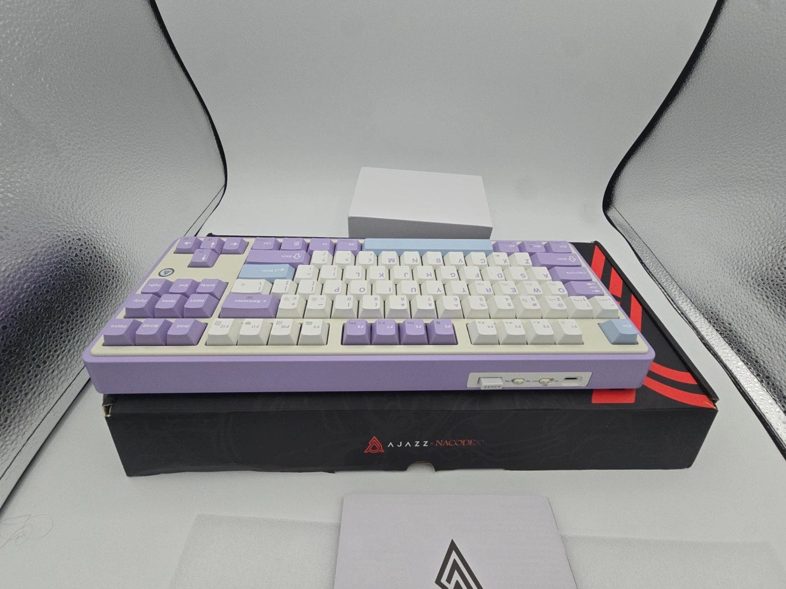 AJAZZ AK870 Tri Mode Hot Swap Mechanical Keyboard Gift Switch - Purple White
