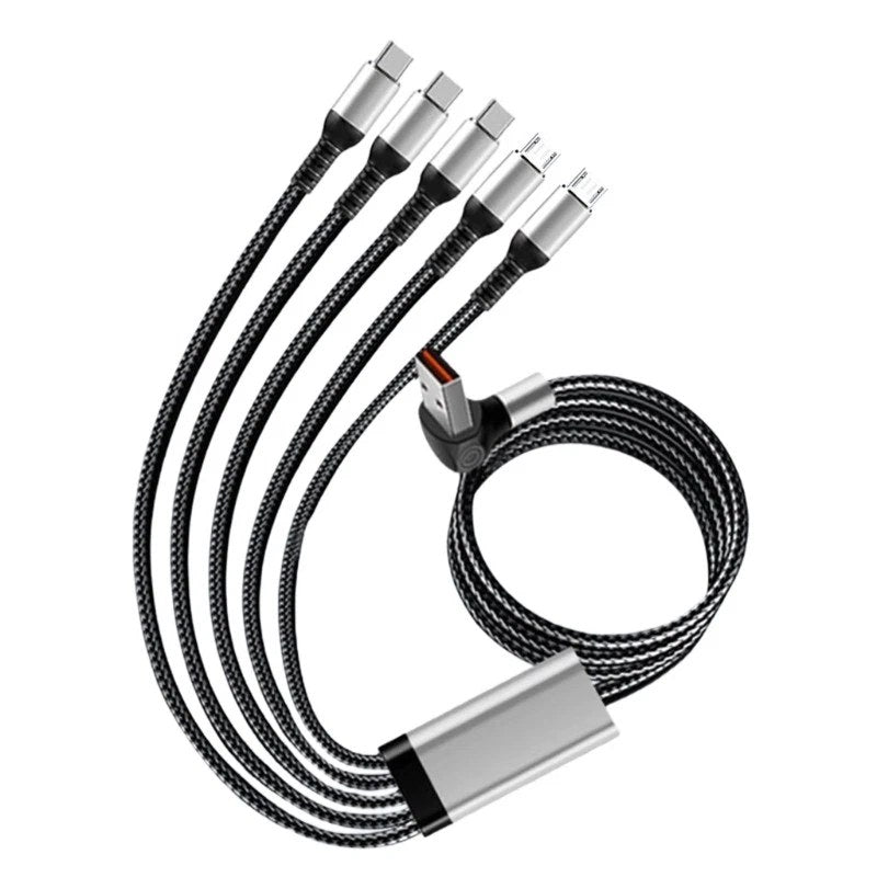 Heavy Duty USB Cable 5 Port Charging Type C & OS System 66W Fast Charging Cable
