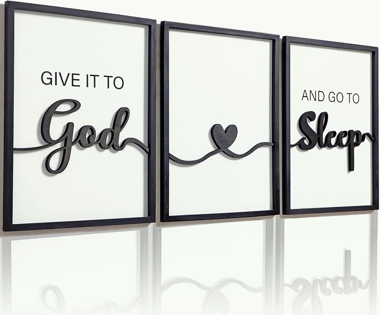 KIOSSUT 3D Wood Give it to God and Go to Sleep Wall Sign Set