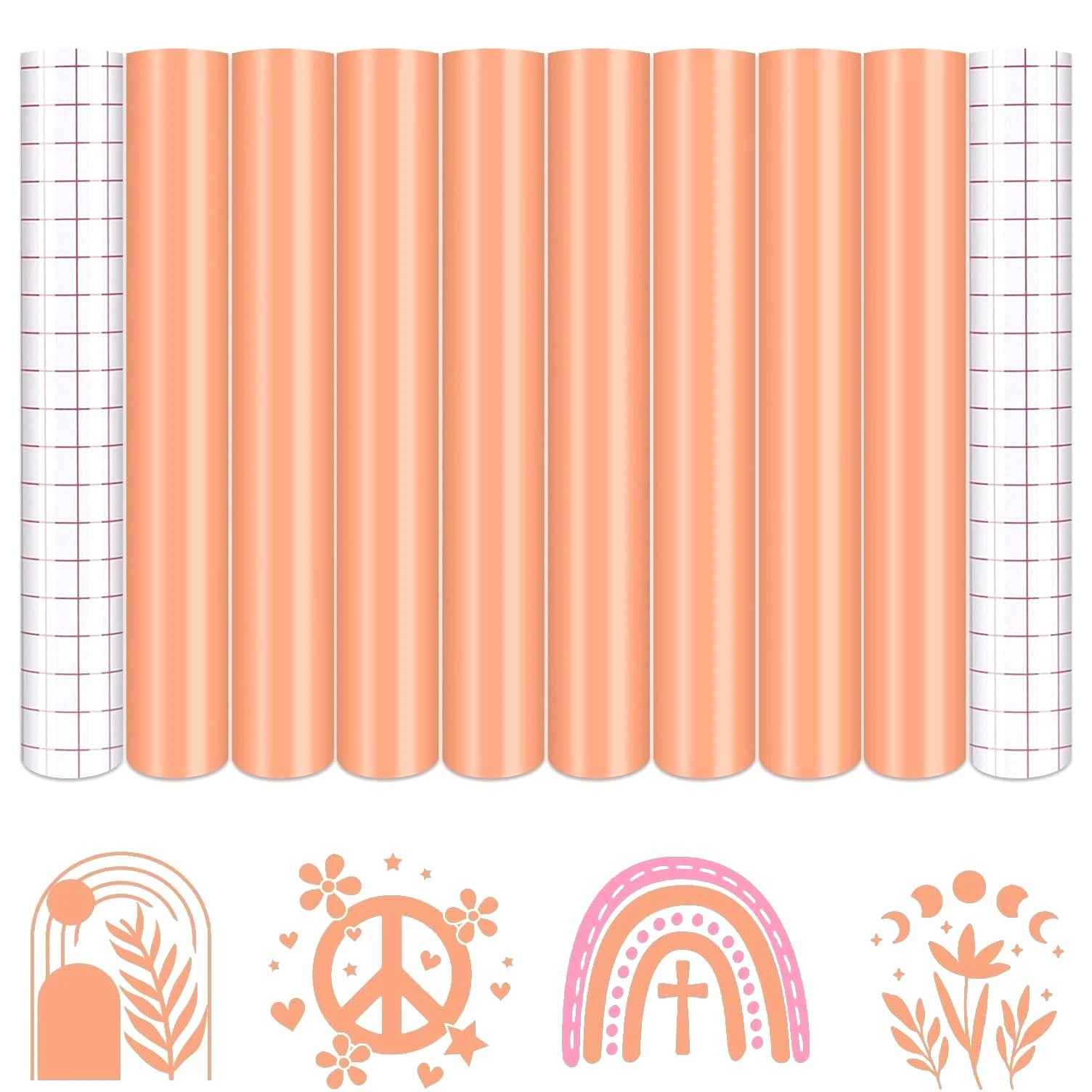 Tintnut Boho Permanent Vinyl - 8 Sheets 12"x10"Peachy Pink Permanent Adhesive...