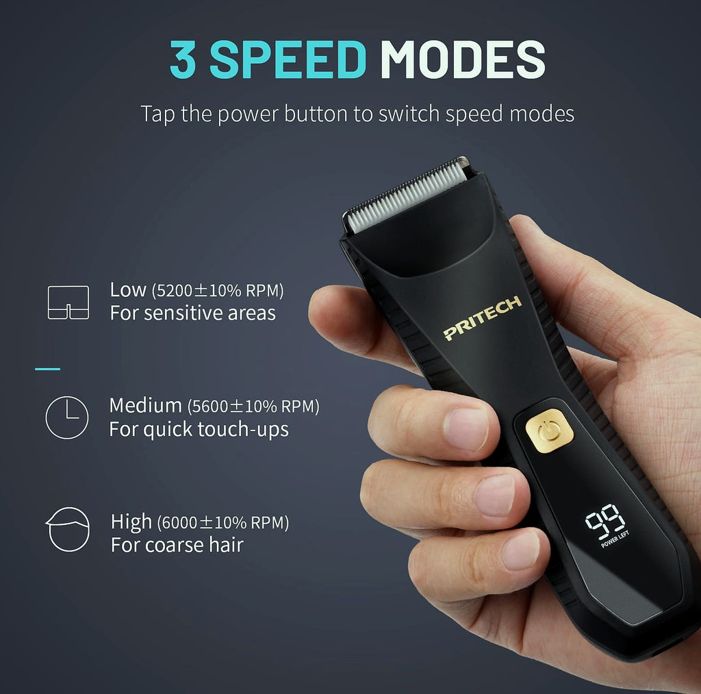 PRITECH Waterproof Body Hair Trimmer with Ceramic Blade