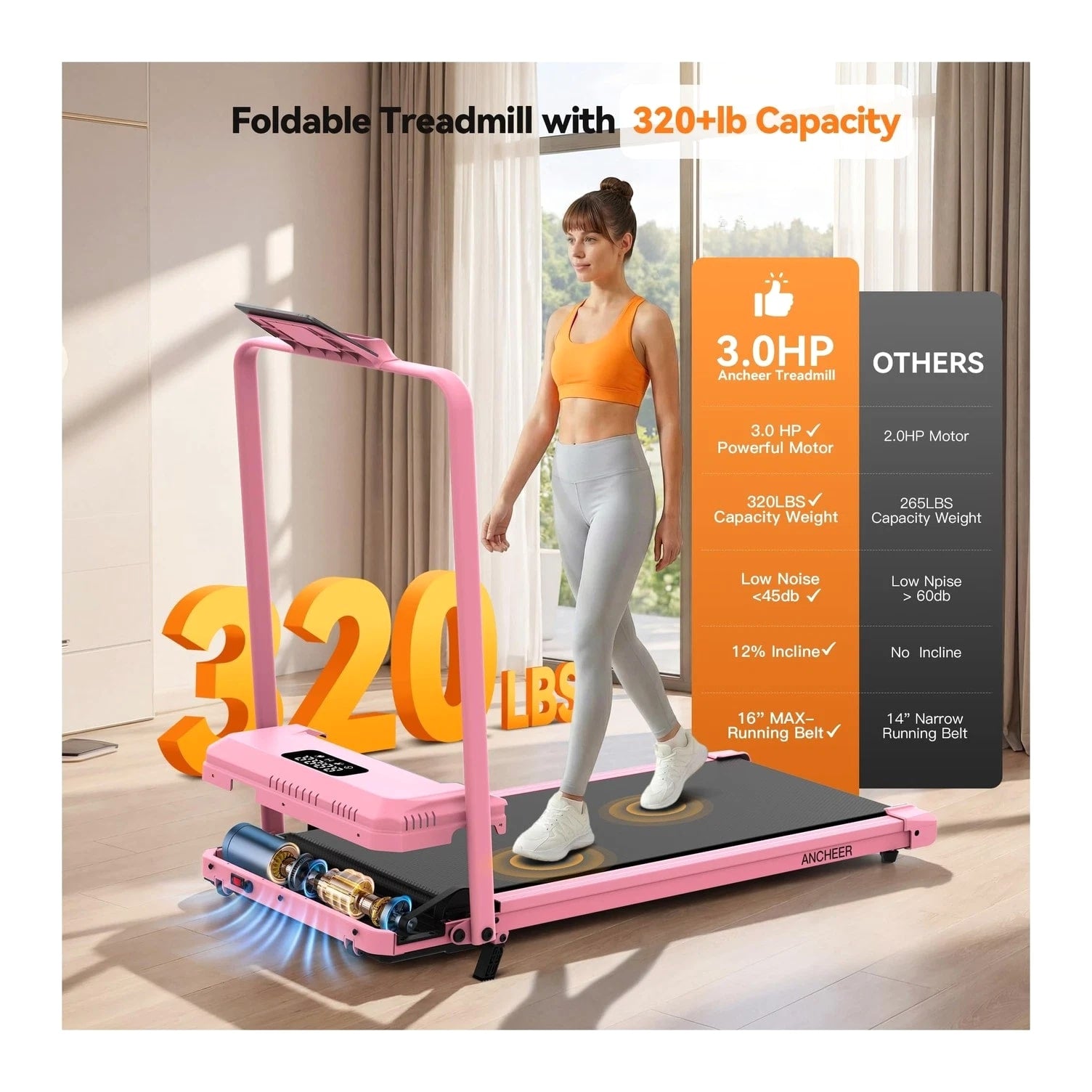 Small Walking Pad Treadmill with Incline - Under Desk Treadmills & Handle ...