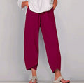 Women Cotton Linen Harem Pants Vintage Printed Wide Leg Trousers Casual Solid Pockets Harajuku High Waist Baggy Pants Joggers