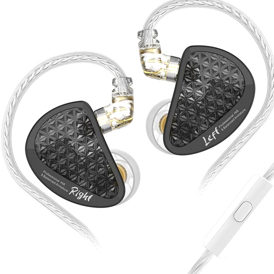 Hifi IEM PRO Black Wired Sound Isolation Earbud and In-Ear Earbuds with 2 Pin De