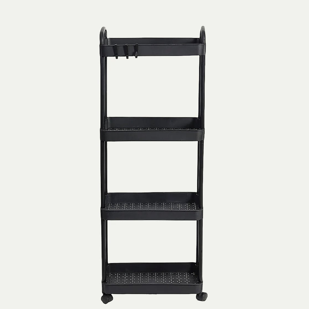 Rolling utility cart with lockable wheels and storage baskets