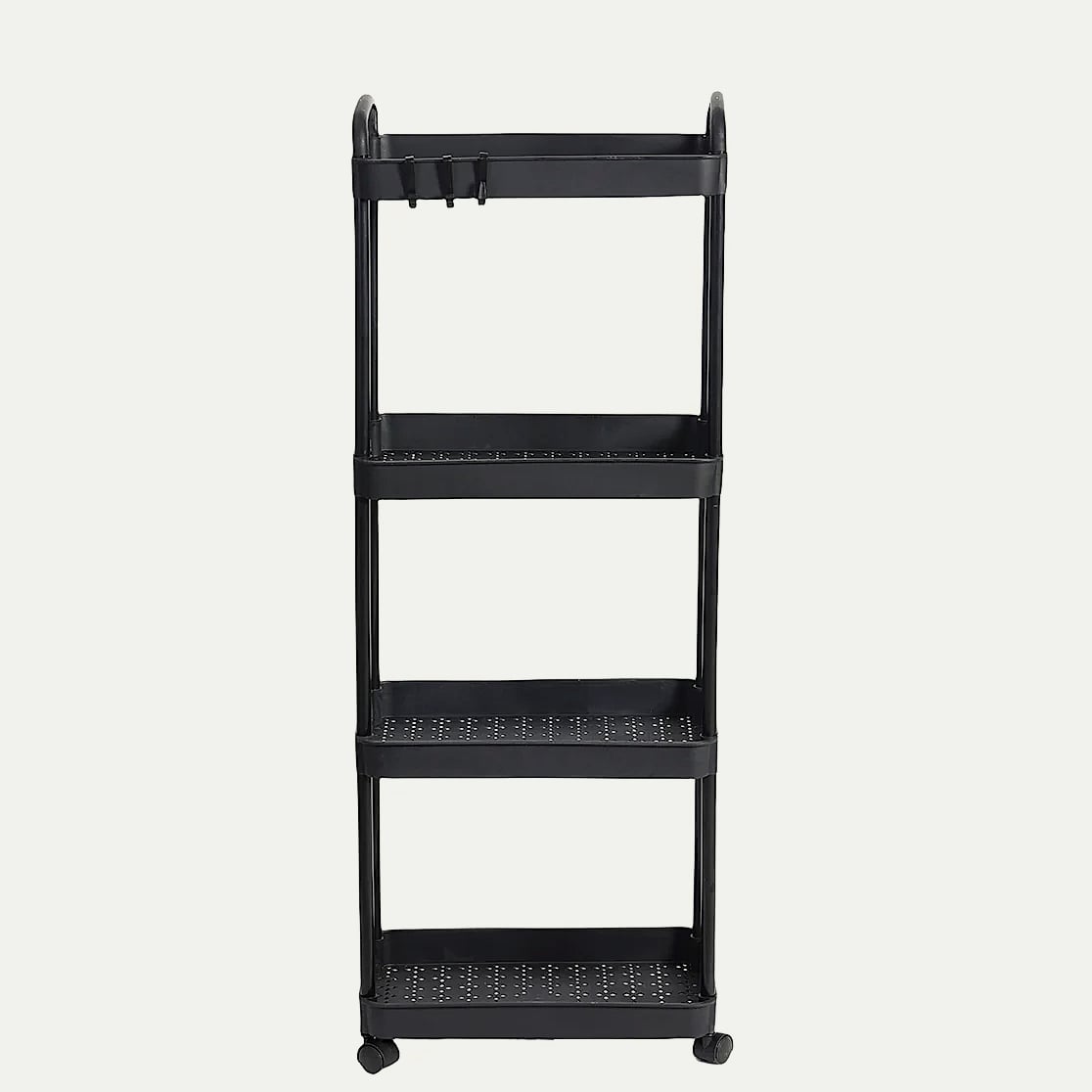 Rolling utility cart with lockable wheels and storage baskets