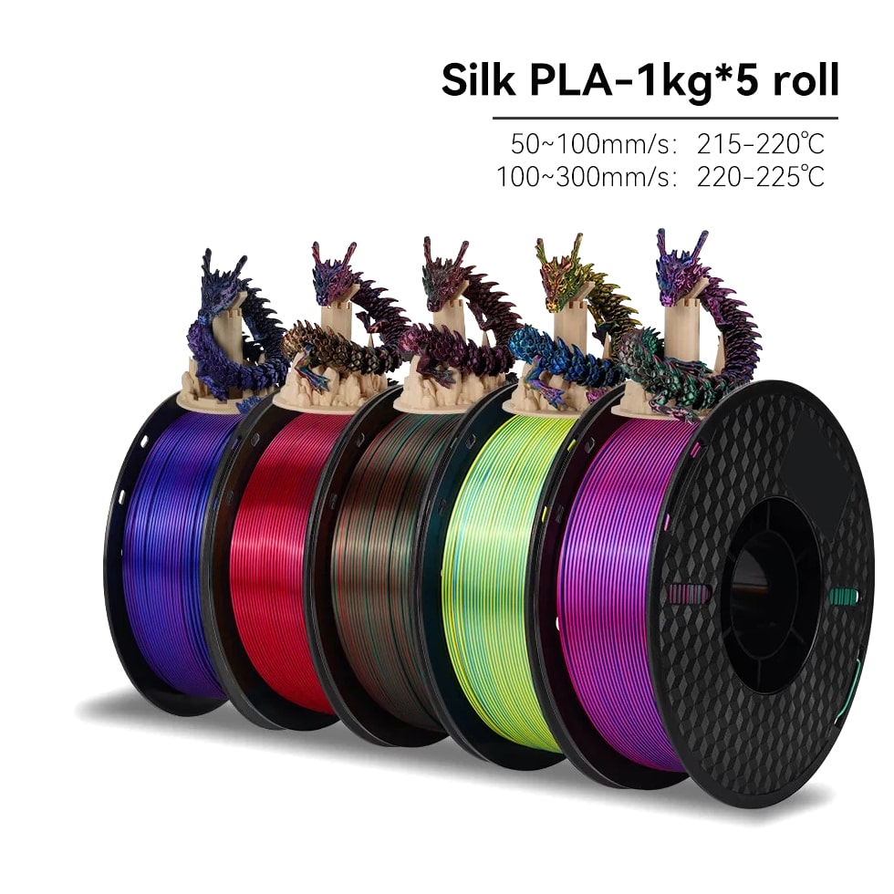 5Roll PLA 3D Printer Filament 1.75mm High Speed Printinng Material for Bambu Lab