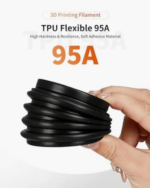 TPU 3D Printer Filament 1.75mm High Speed 95A Flexible Black 1KG