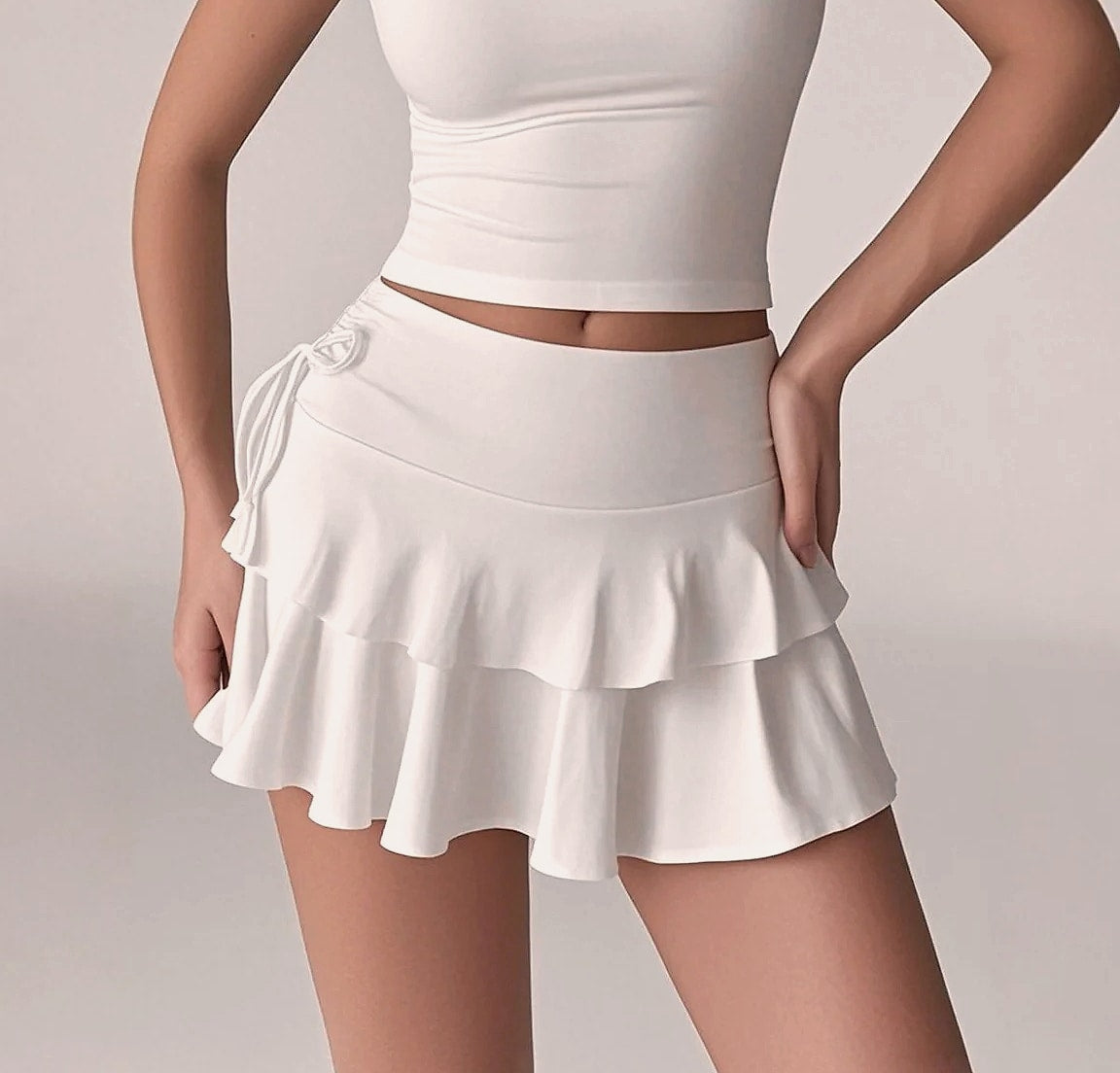 Soqoool High Waist Solid Color Short Skirt for Women