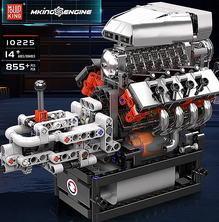 Mould King 10225 V8 Engine Building Block Set with Motor