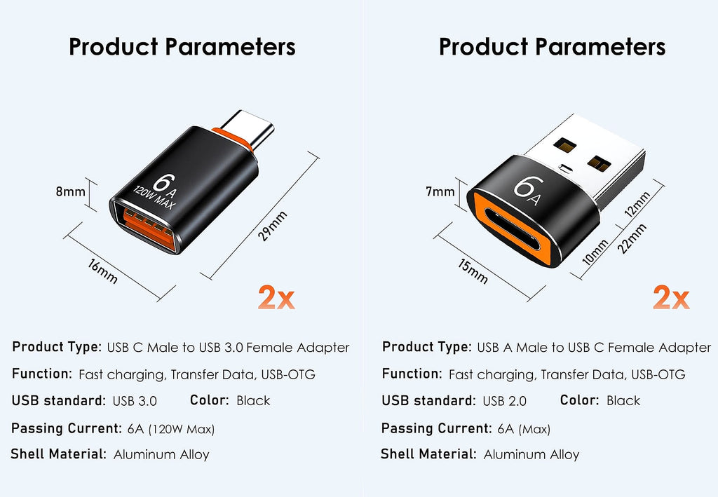 Mepsies USB to USB-C Adapter 4 Pack, OTG and Charging