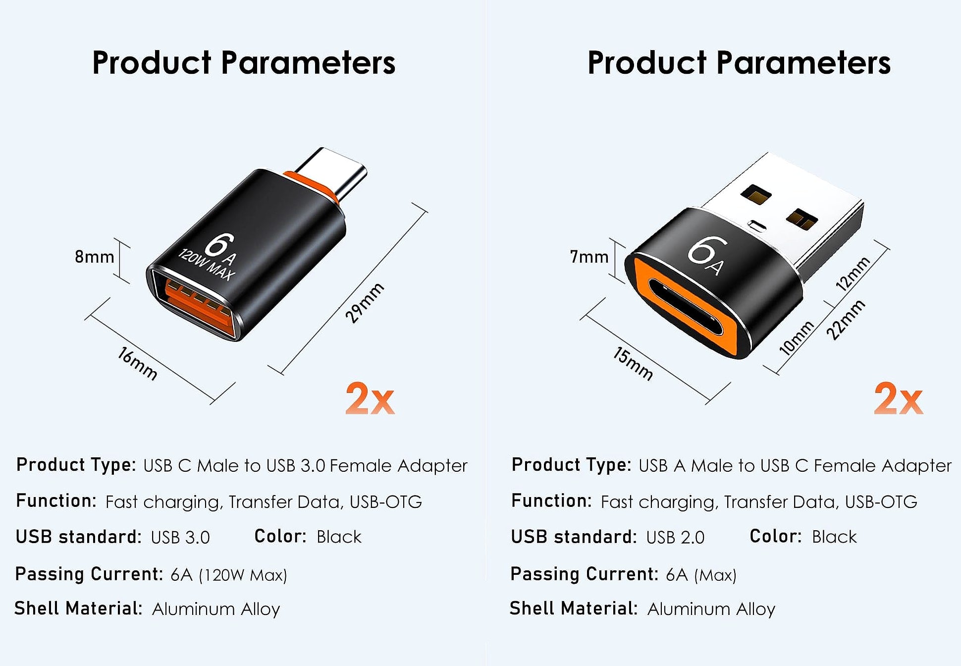 Mepsies USB to USB-C Adapter 4 Pack, OTG and Charging