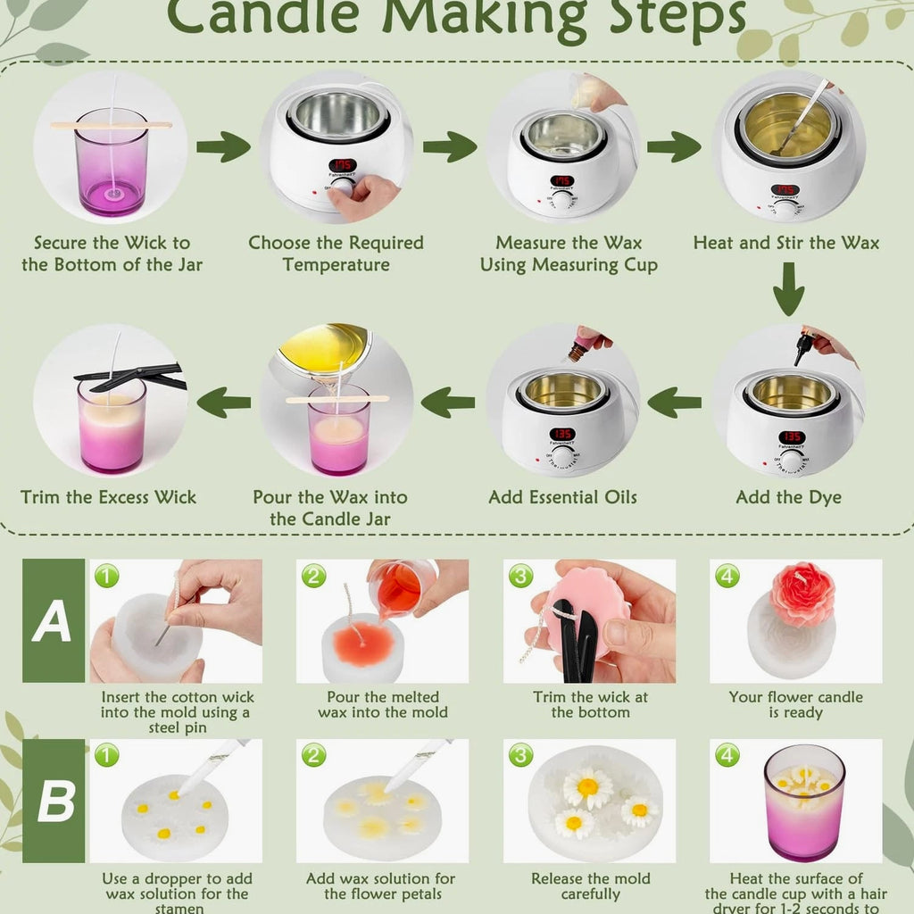 Candle Making Kit for Adults Beginners – 1200g Soy Wax, Digital Wax Melting Pot...