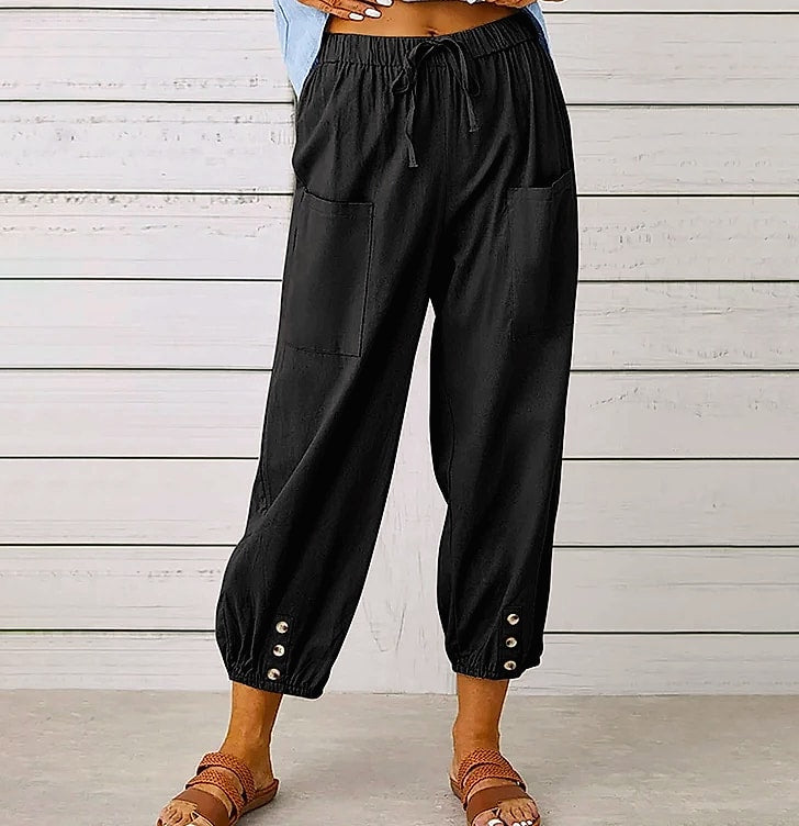 INSTYLISH Women's Cotton Linen Wide Leg Pants
