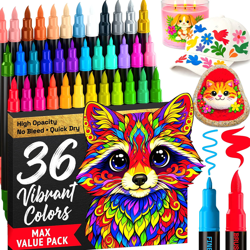 ARTISTRO 36 Acrylic Paint Markers with Dual Tips