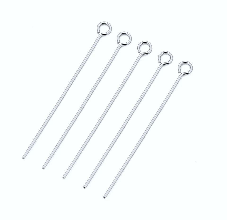 100pcs Stainless Steel 9 Eye Pin Gold Silver Tone 0.6mm Thick Loop Eyepin Findings for DIY Handmade Earring Jewelry Making