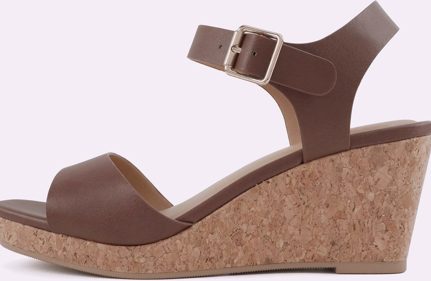 Soda Maple Women's Square Toe Wedge Sandal with Ankle Strap