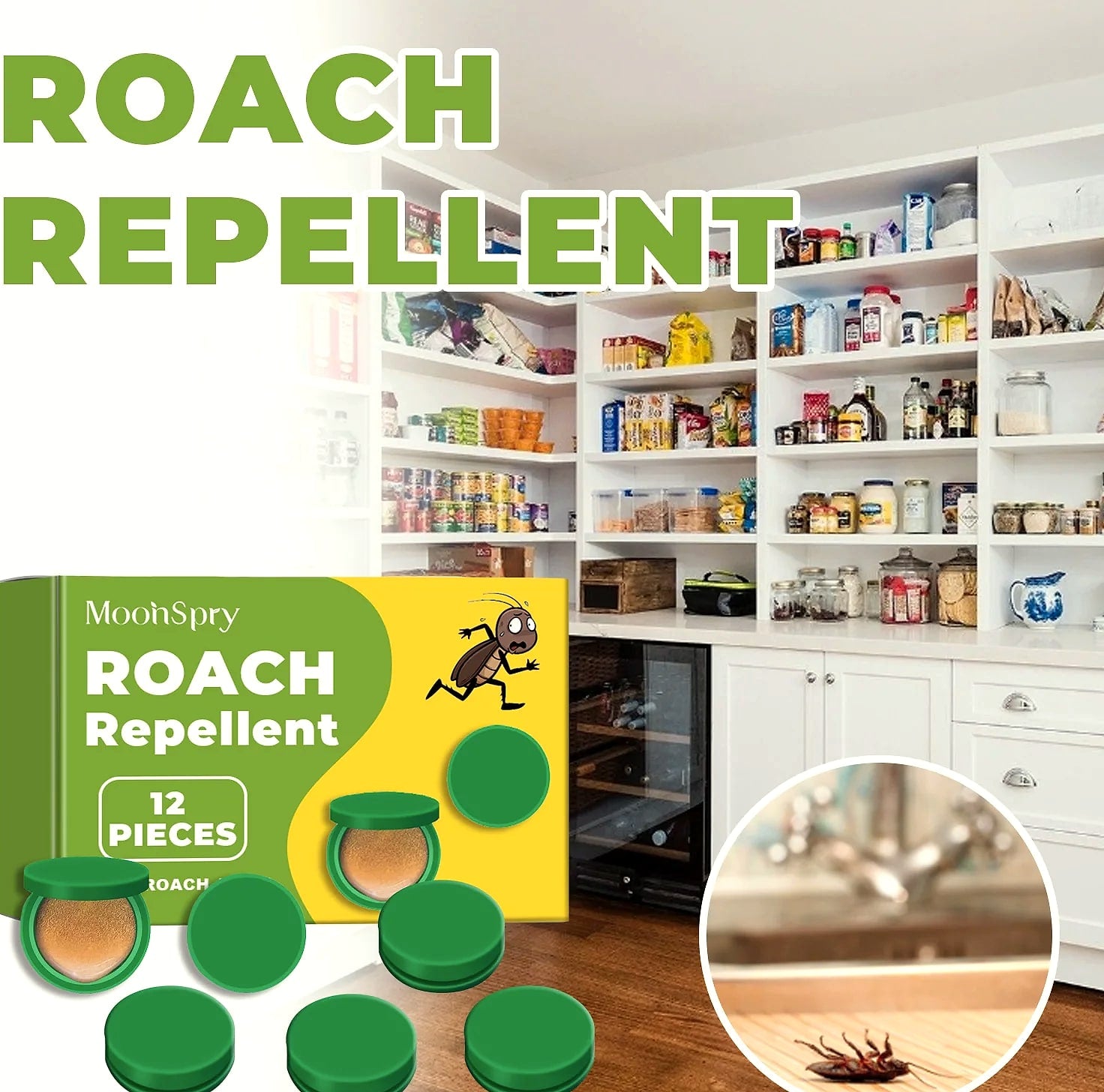 Cockroach Killer Bait Station Sticker, 12-Pack Natural Repellent