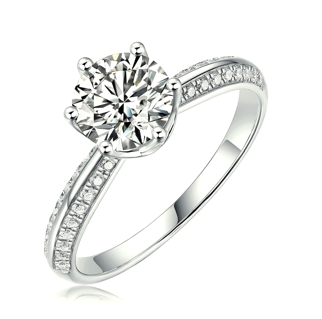 Moissanite Solitaire Ring 925 Sterling Silver 18K Gold