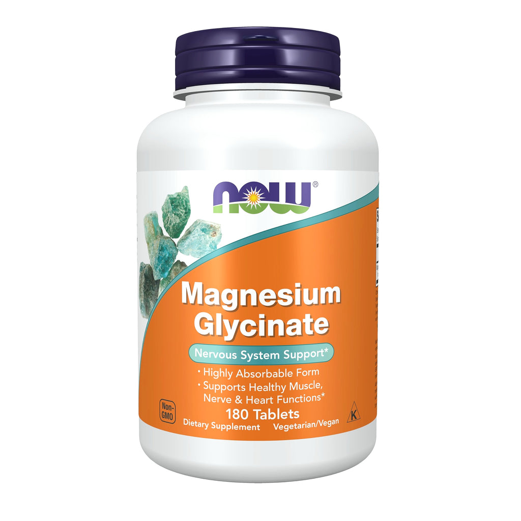 NOW Foods Magnesium Glycinate 100 mg, 180 Tablets