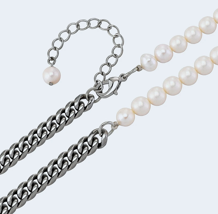 TOPGRILLZ Freshwater Pearl Stainless Steel Chain Necklace