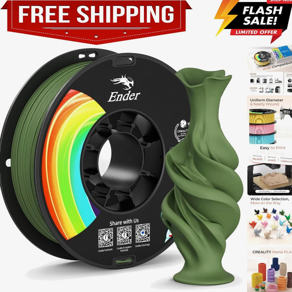 Creality Matte PLA Plus Filament 1.75mm, Olive Green Color, Low Warping, Mini...