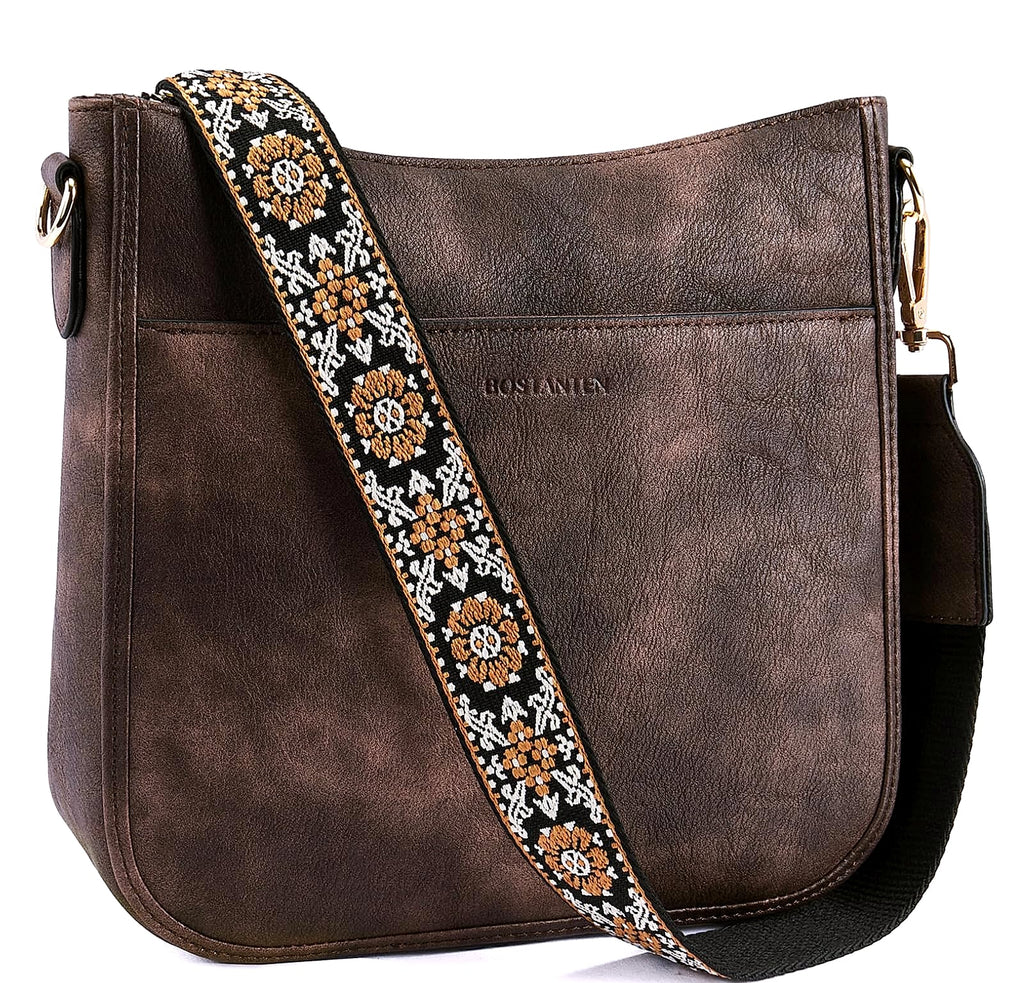 BOSTANTEN Women's Vegan Leather Crossbody Bag Hobo Shoulder Purse