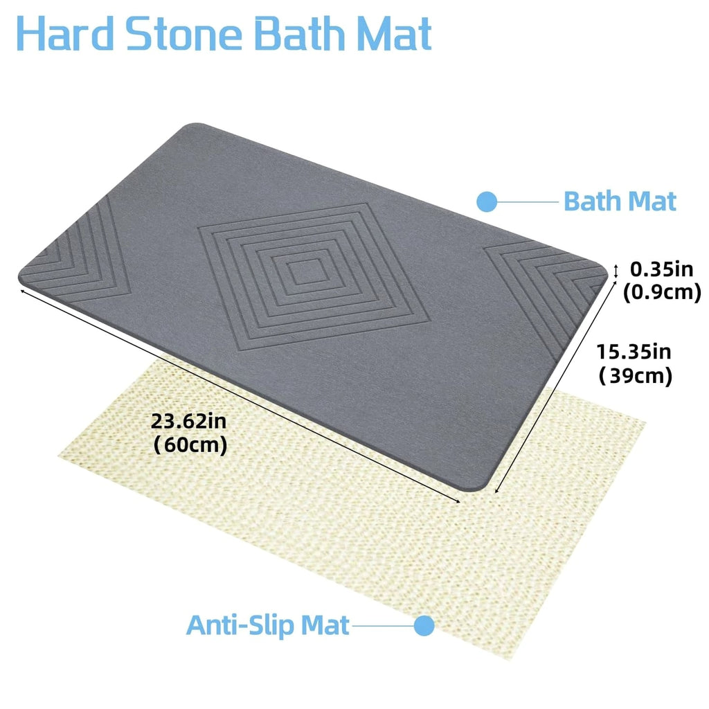BIOIWGY Diatomite Stone Bath Mat - Fast Drying, Non-Slip Shower Mat, Super Absor