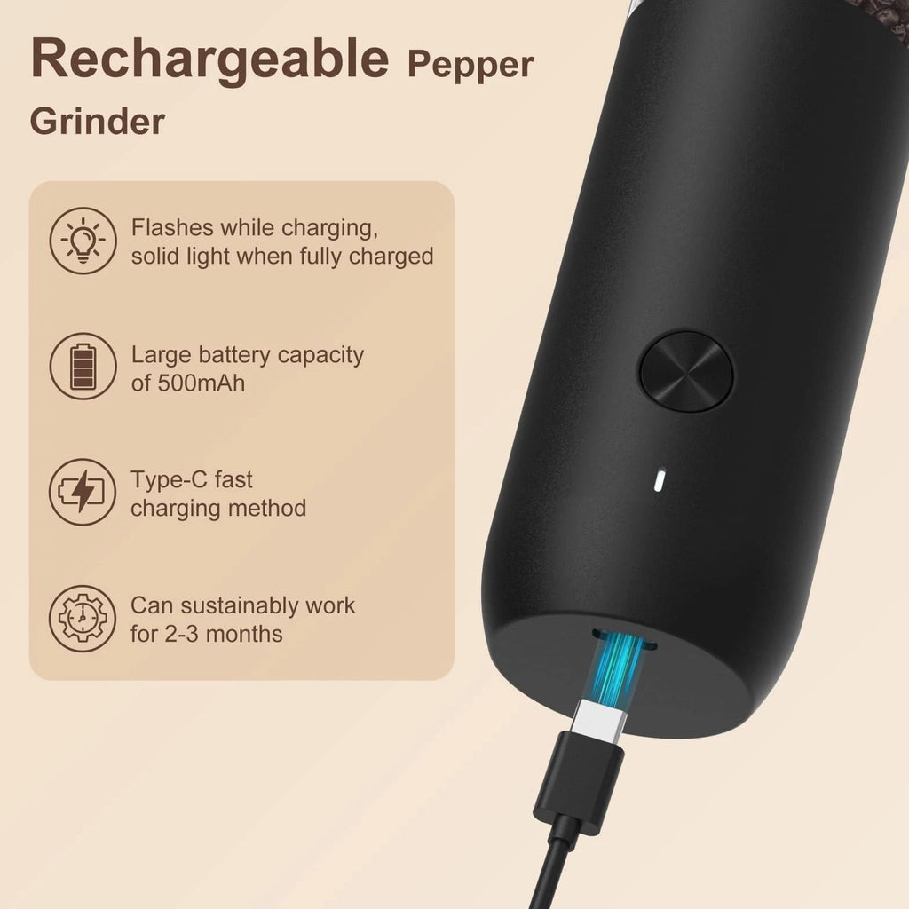 Electric Salt and Pepper Grinder Set - 2 Pack Rechargeable Salt & Pepper Mill