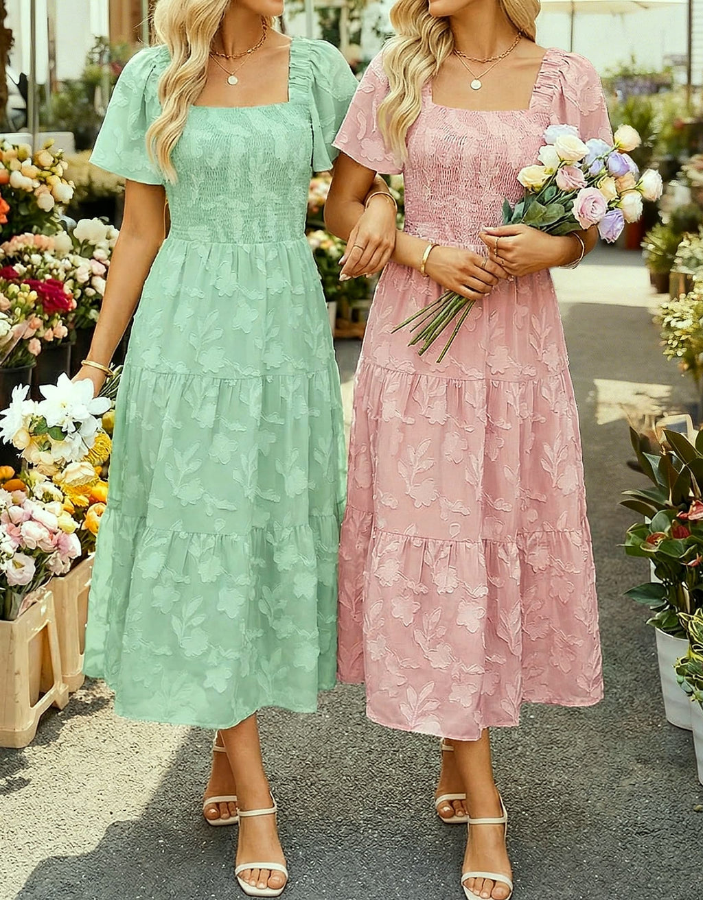 ZESICA Women's Boho Floral Midi Dress Summer Casual