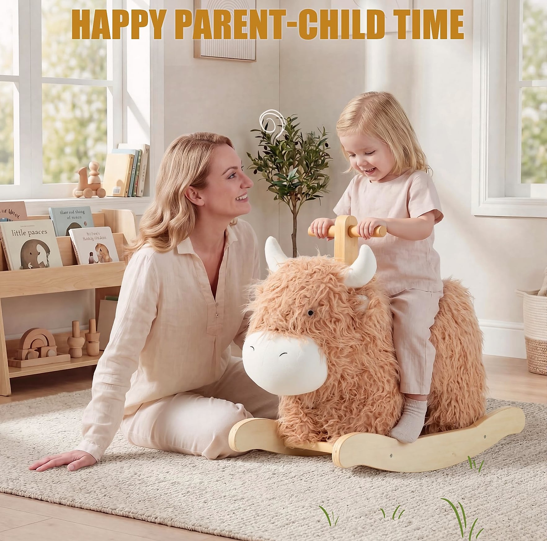 Jolie Vallée Wooden Yak Rocking Horse for Toddlers