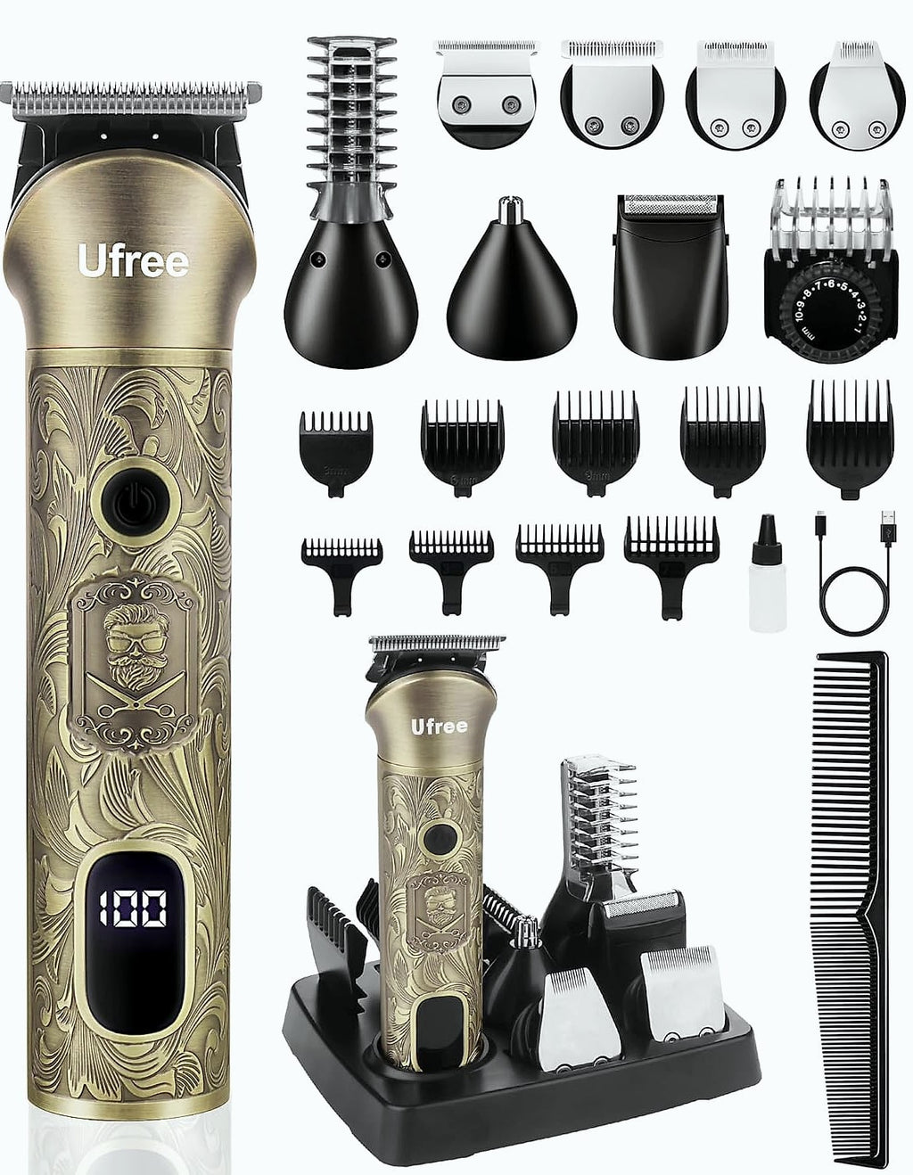 Ufree Cordless Beard Trimmer and Hair Clipper Grooming Kit