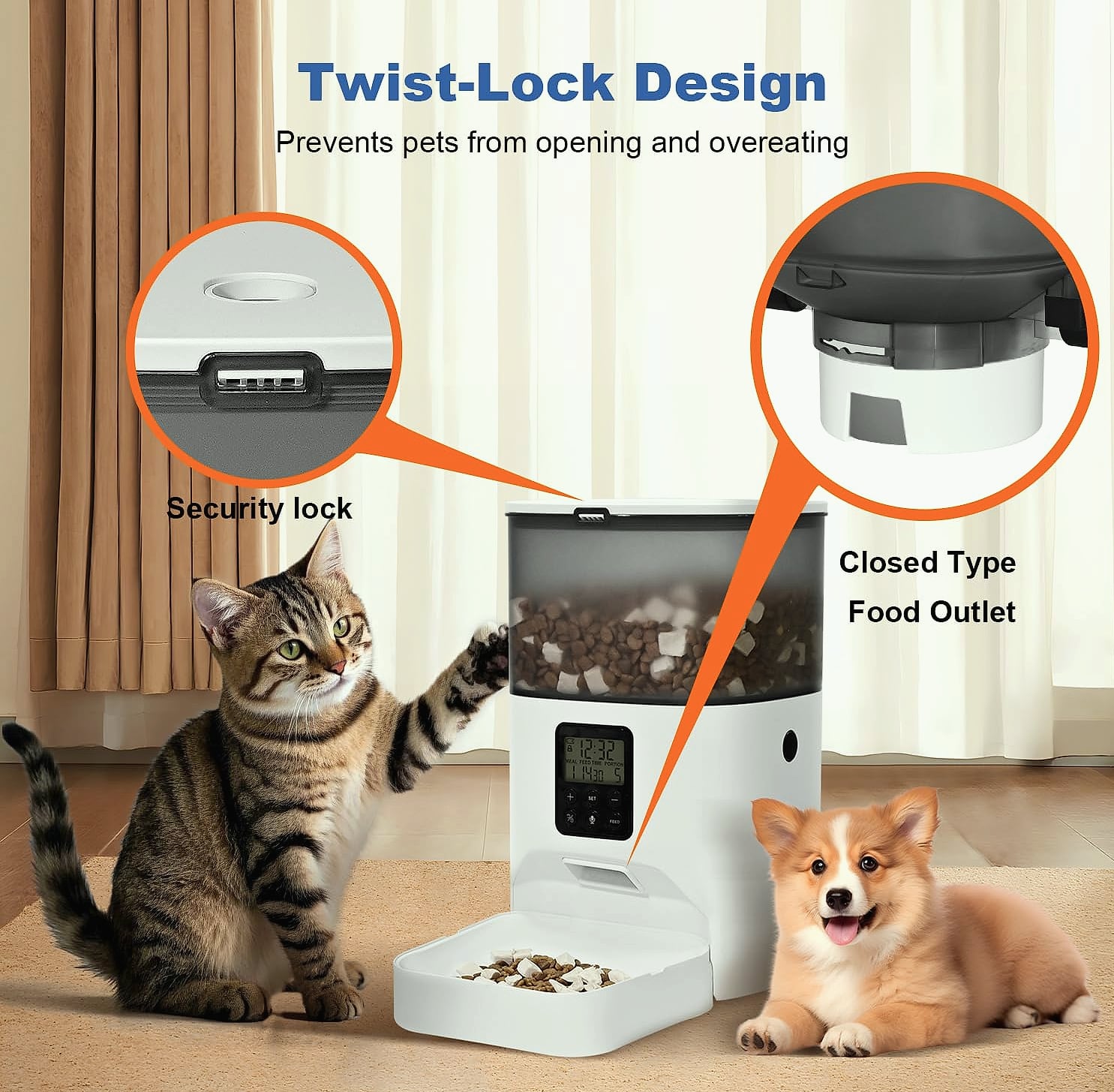ANDOLL HOME Automatic Cat Feeder 4L with Voice Recorder
