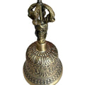 Vintage Ornate Brass Hand Bell with Buddha Face on Handle 6.25 inches