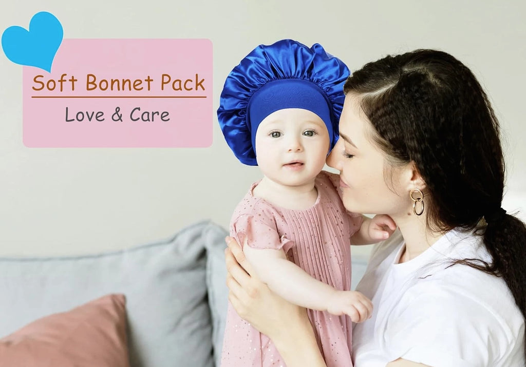 3 Pcs Kids Bonnets for Girls, Silk Bonnet for Child Sleeping, Toddler Bonnet